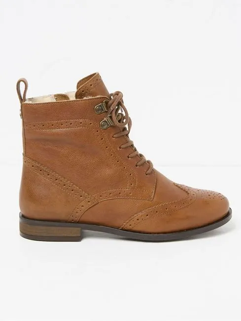Women Fatface Boots Anwen Brown Brogue Ankle Boots