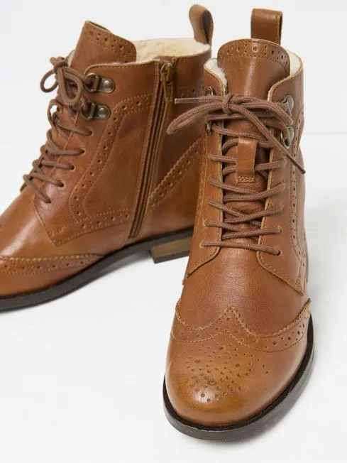 Women Fatface Boots Anwen Brown Brogue Ankle Boots
