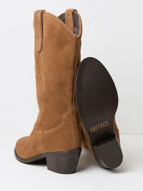 Women Fatface Boots Sierra Brown Western Boots