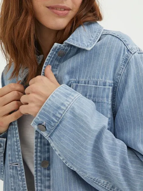 Women Fatface Coats and Jackets Eden Blue Stripe Denim Worker Jacket Women Fatface Coats and Jackets Eden Blue Stripe Denim Worker Jacket