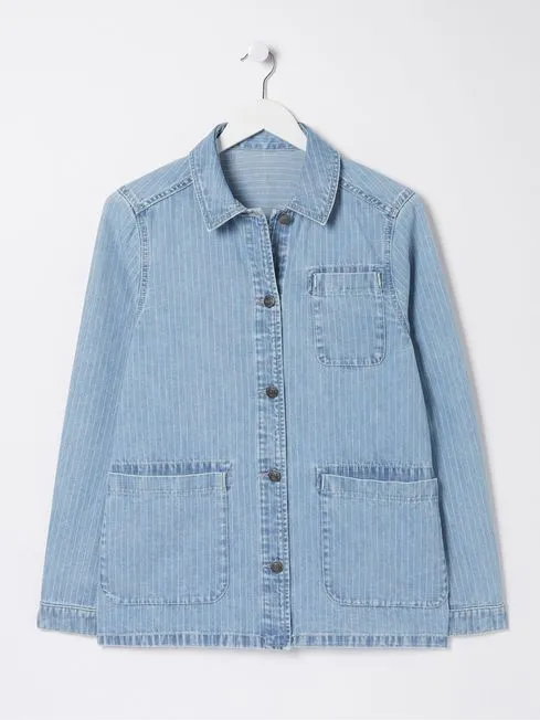 Women Fatface Coats and Jackets Eden Blue Stripe Denim Worker Jacket Women Fatface Coats and Jackets Eden Blue Stripe Denim Worker Jacket