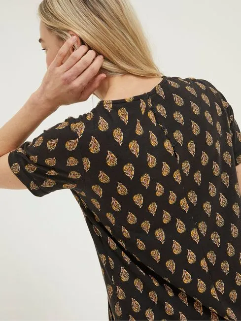 Women Fatface Dresses Black Woodblock Simone Jersey Dress Women Fatface Dresses Black Woodblock Simone Jersey Dress