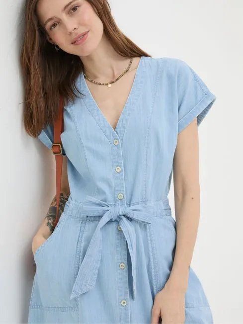 Women Fatface Dresses Blue Odette Denim Midi Dress Women Fatface Dresses Blue Odette Denim Midi Dress