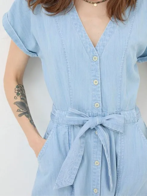 Women Fatface Dresses Blue Odette Denim Midi Dress Women Fatface Dresses Blue Odette Denim Midi Dress