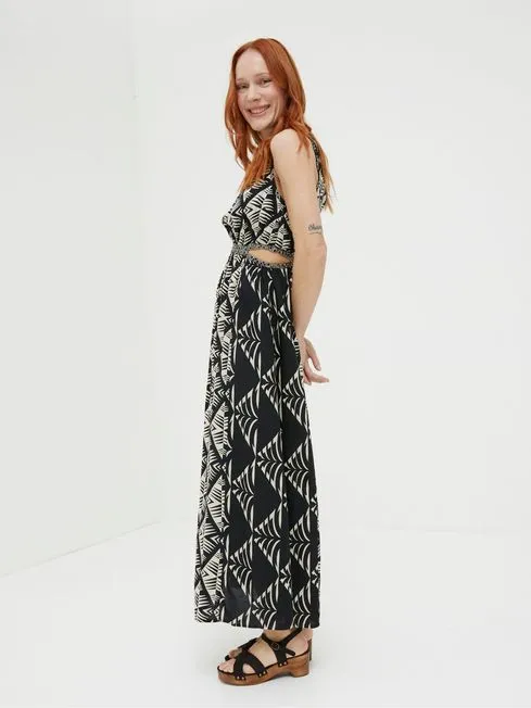 Women Fatface Dresses Harrie Black Geo Cut Out Midi Beach Dress Women Fatface Dresses Harrie Black Geo Cut Out Midi Beach Dress