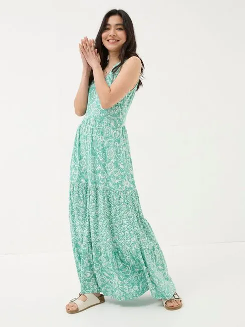 Women Fatface Dresses Maya Blue Paisley Jersey Maxi Dress