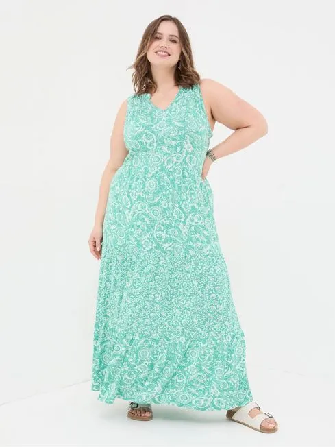 Women Fatface Dresses Maya Blue Paisley Jersey Maxi Dress