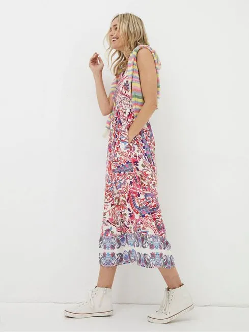 Women Fatface Dresses Multi Bright Paisley Midi Dress Women Fatface Dresses Multi Bright Paisley Midi Dress