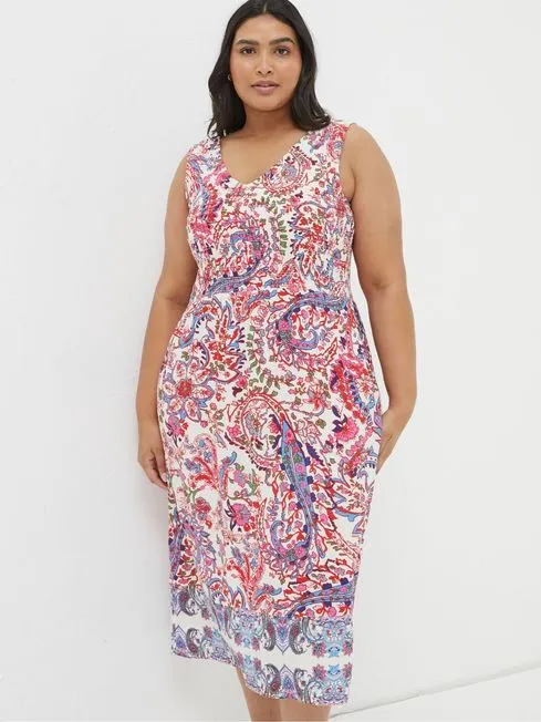 Women Fatface Dresses Multi Bright Paisley Midi Dress Women Fatface Dresses Multi Bright Paisley Midi Dress