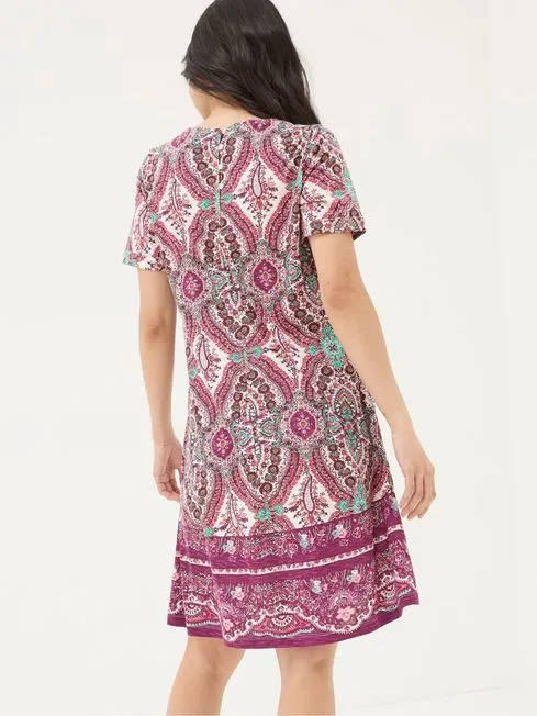 Women Fatface Dresses Purple Simone Detail Paisley Jersey Dress