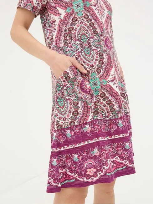 Women Fatface Dresses Purple Simone Detail Paisley Jersey Dress
