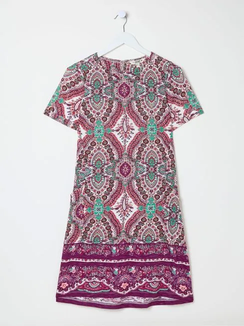 Women Fatface Dresses Purple Simone Detail Paisley Jersey Dress
