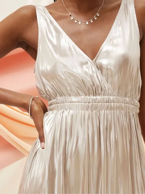 Women Fatface Dresses Silver Mimosa Metallic Maxi Dress Women Fatface Dresses Silver Mimosa Metallic Maxi Dress