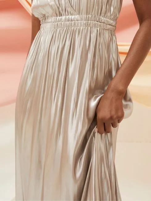 Women Fatface Dresses Silver Mimosa Metallic Maxi Dress Women Fatface Dresses Silver Mimosa Metallic Maxi Dress