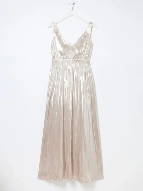 Women Fatface Dresses Silver Mimosa Metallic Maxi Dress Women Fatface Dresses Silver Mimosa Metallic Maxi Dress