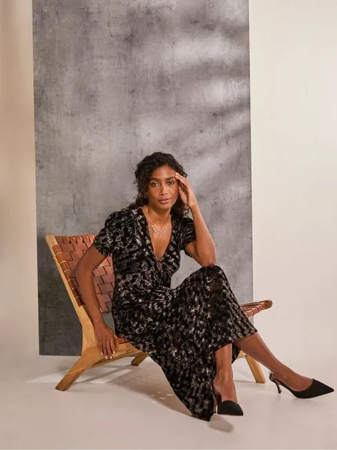Women Fatface Dresses With Pockets Mia Black Hammered Velvet Midi Dress Women Fatface Dresses With Pockets Mia Black Hammered Velvet Midi Dress