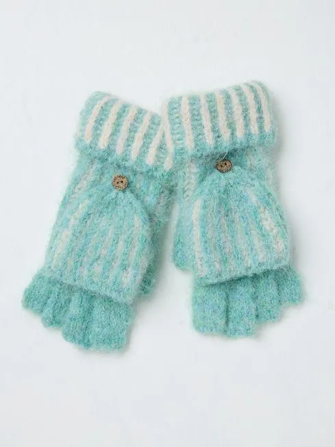 Women Fatface Gloves Green Haze Plaited Overflap Gloves