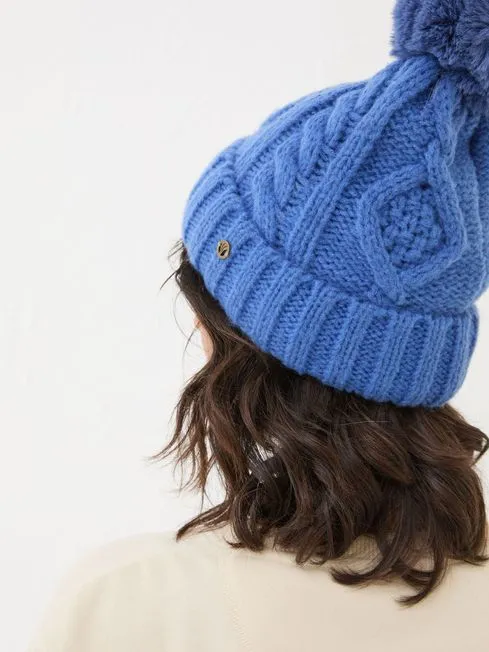 Women Fatface Hats Blue Billie Cable Bobble Hat Women Fatface Hats Blue Billie Cable Bobble Hat