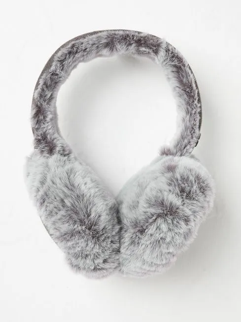 Women Fatface Hats Charcoal Grey Fluffy Earmuffs