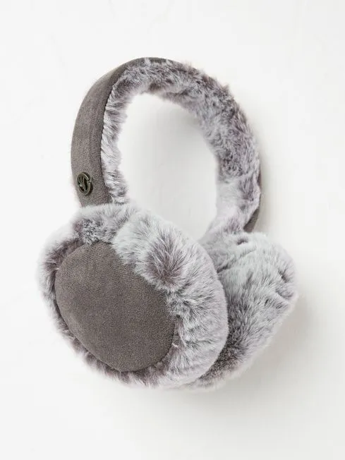 Women Fatface Hats Charcoal Grey Fluffy Earmuffs Women Fatface Hats Charcoal Grey Fluffy Earmuffs
