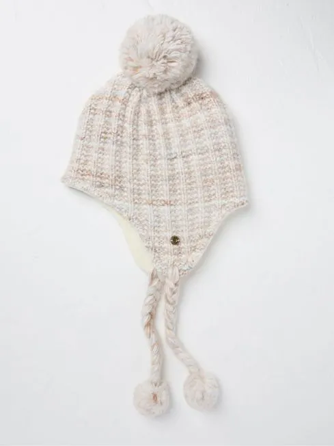 Women Fatface Hats Ivory Textured Trapper Bobble Hat