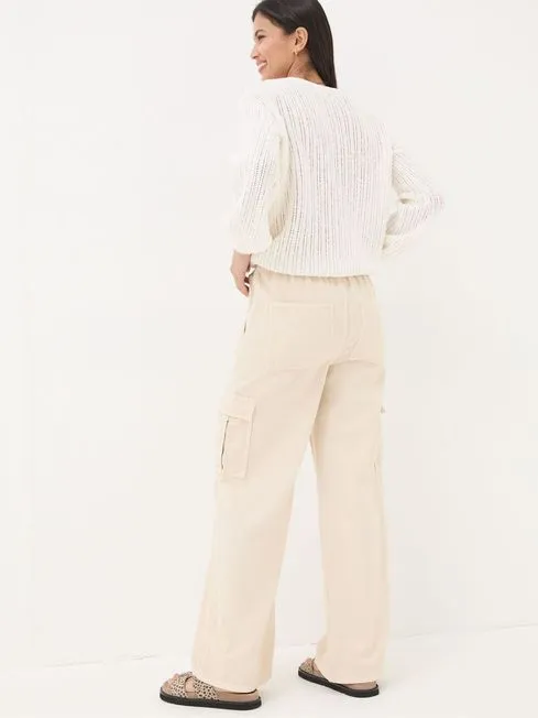 Women Fatface Jeans Carter Natural Cargo Wide Leg Jeans