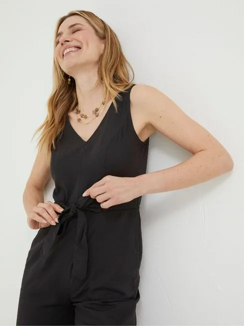 Women Fatface Jumpsuits and Playsuits Black Linen Blend Aderyn Jumpsuit Women Fatface Jumpsuits and Playsuits Black Linen Blend Aderyn Jumpsuit