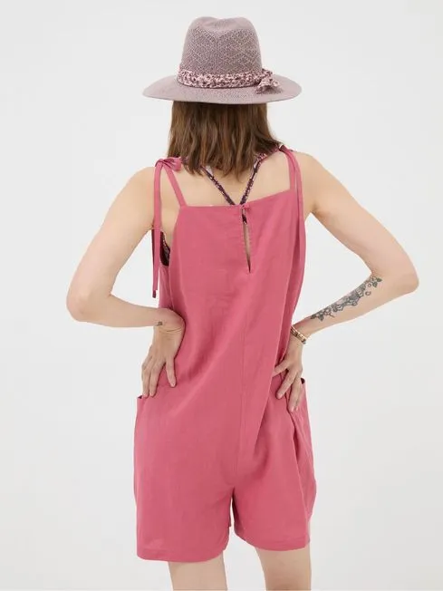Women Fatface Jumpsuits and Playsuits Hallie Pink Linen Blend Playsuit