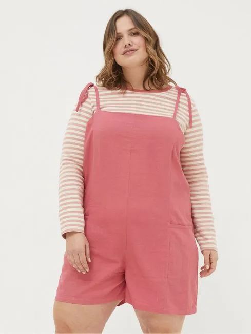 Women Fatface Jumpsuits and Playsuits Hallie Pink Linen Blend Playsuit