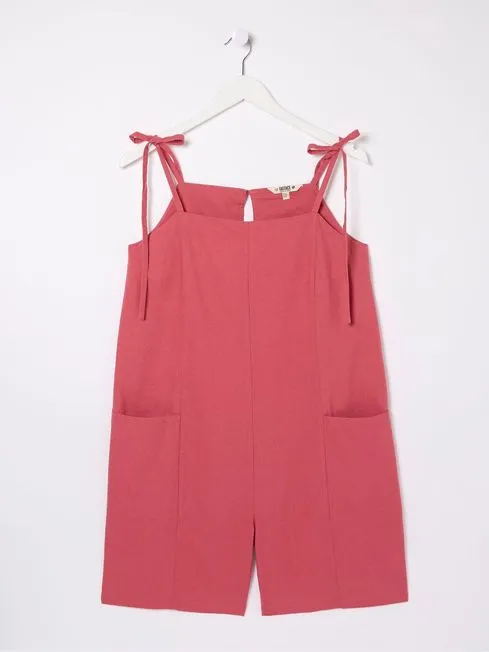 Women Fatface Jumpsuits and Playsuits Hallie Pink Linen Blend Playsuit