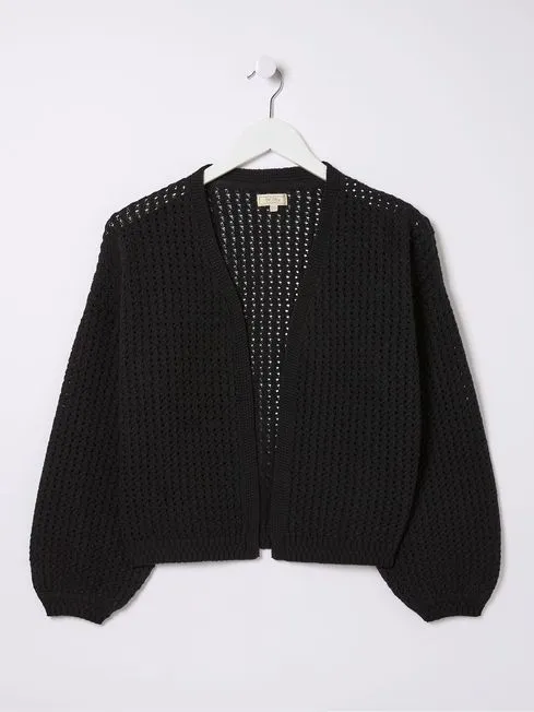 Women Fatface Knitwear Anna Black Open Stitch Cardigan Women Fatface Knitwear Anna Black Open Stitch Cardigan