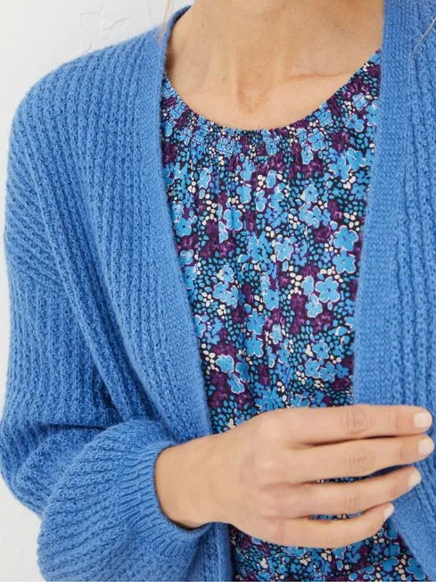 Women Fatface Knitwear Anna Blue Cardigan
