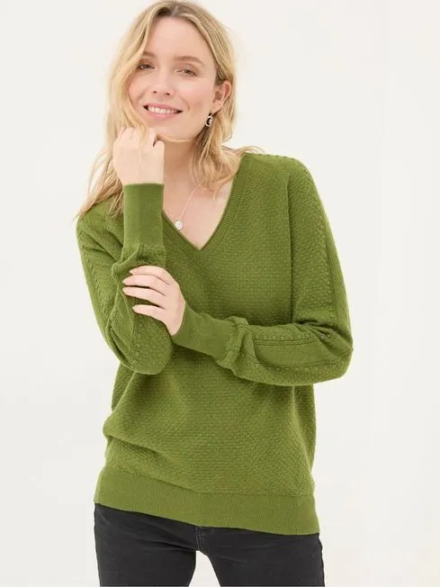 Women Fatface Knitwear Arrabella Olive Green Jumper