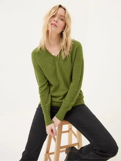 Women Fatface Knitwear Arrabella Olive Green Jumper