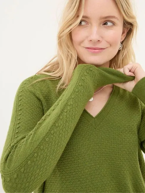 Women Fatface Knitwear Arrabella Olive Green Jumper