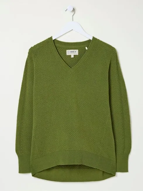 Women Fatface Knitwear Arrabella Olive Green Jumper