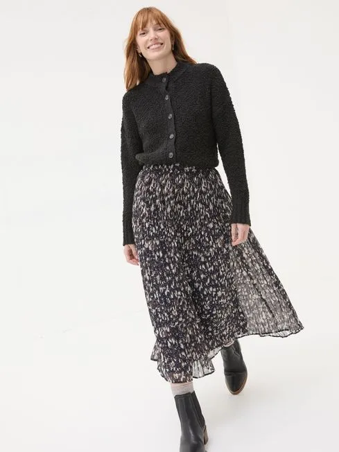 Women Fatface Knitwear Black Bea Boucle Cardigan
