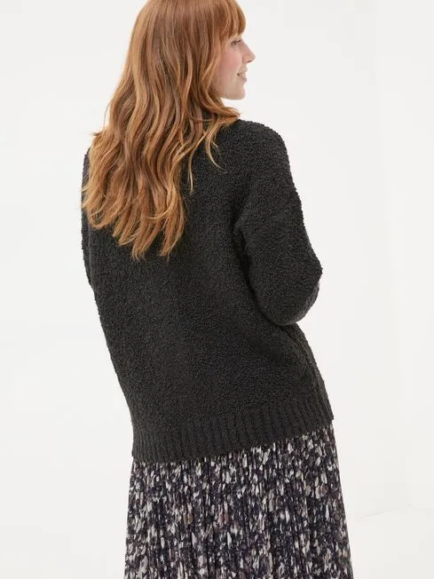 Women Fatface Knitwear Black Bea Boucle Cardigan Women Fatface Knitwear Black Bea Boucle Cardigan