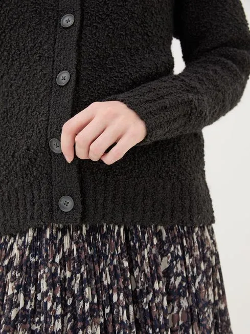 Women Fatface Knitwear Black Bea Boucle Cardigan Women Fatface Knitwear Black Bea Boucle Cardigan