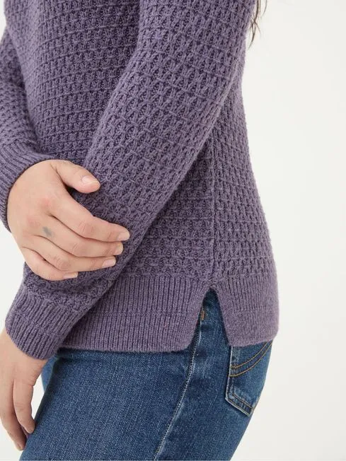 Women Fatface Knitwear Ella Dark Purple Textured Jumper