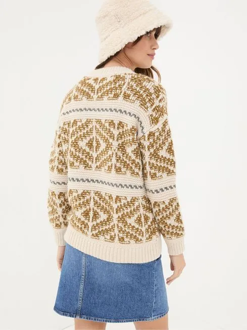 Women Fatface Knitwear Ikat Cream Wild Frontiers Jumper