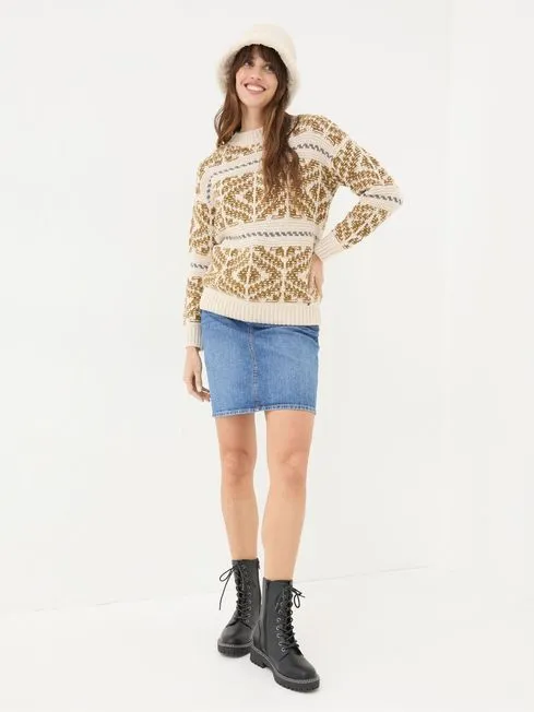 Women Fatface Knitwear Ikat Cream Wild Frontiers Jumper
