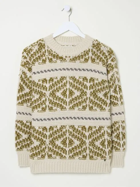 Women Fatface Knitwear Ikat Cream Wild Frontiers Jumper
