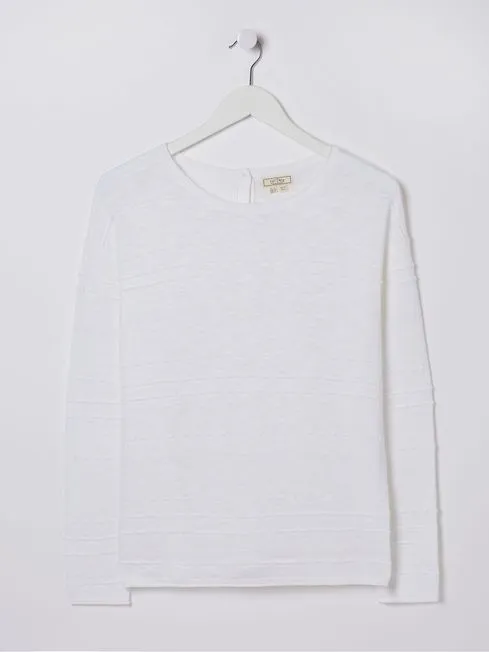 Women Fatface Knitwear Isabelle White Cotton Linen Jumper