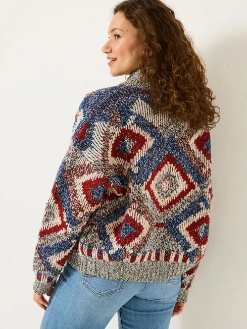 Women Fatface Knitwear Multi Erin Knitted Zip Through Cardigan Women Fatface Knitwear Multi Erin Knitted Zip Through Cardigan