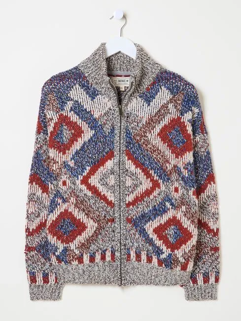 Women Fatface Knitwear Multi Erin Knitted Zip Through Cardigan Women Fatface Knitwear Multi Erin Knitted Zip Through Cardigan