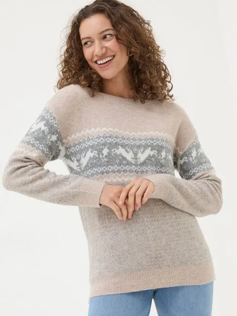 Women Fatface Knitwear Natural Rabbit Jumper