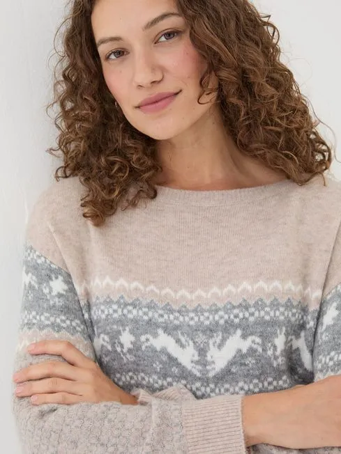 Women Fatface Knitwear Natural Rabbit Jumper Women Fatface Knitwear Natural Rabbit Jumper