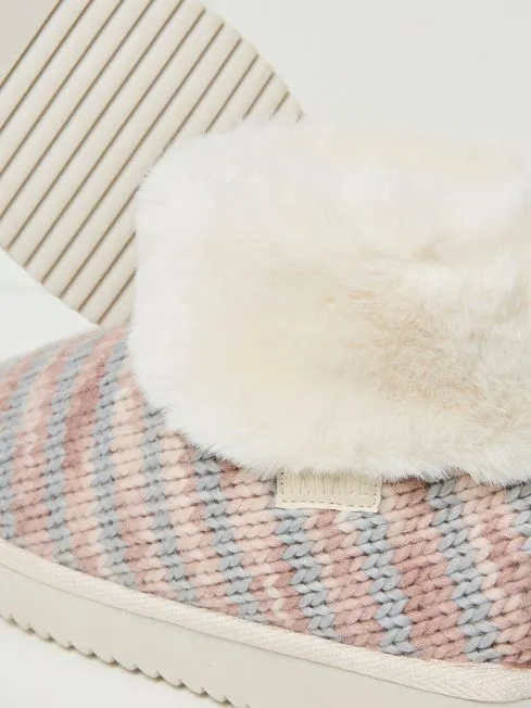 Women Fatface Loungewear Light Pink Faux Fur Cuff Knit Boots Women Fatface Loungewear Light Pink Faux Fur Cuff Knit Boots
