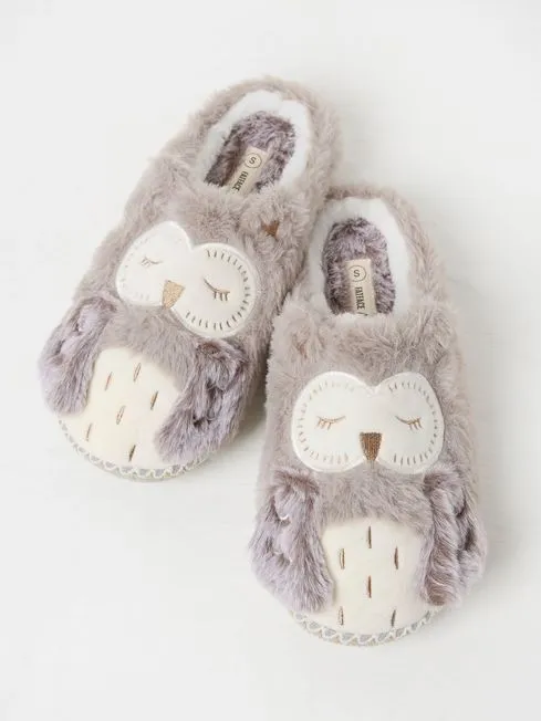 Women Fatface Loungewear Ophelia Light Grey Ophelia Owl Slippers